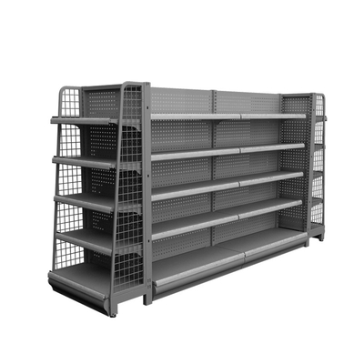 Powder Coating Slatwall Gondola Shelf Rack Super Market Racks Systems