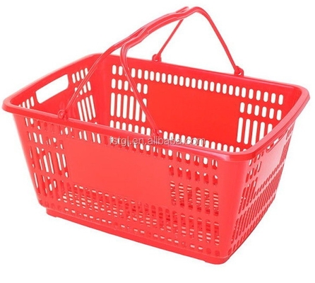 Supermarket Shopping Basket Plastic 20L for Hypermarket in Red/Blue/Green/Gray