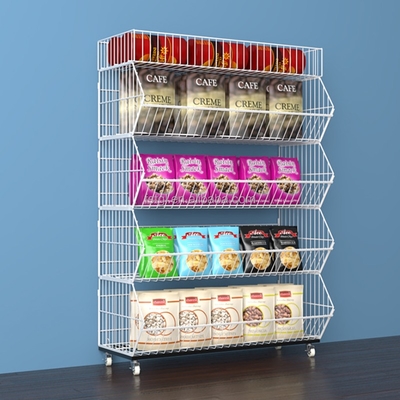Light Duty Steel Wire Basket Display Rack 900x300mm for Supermarkets