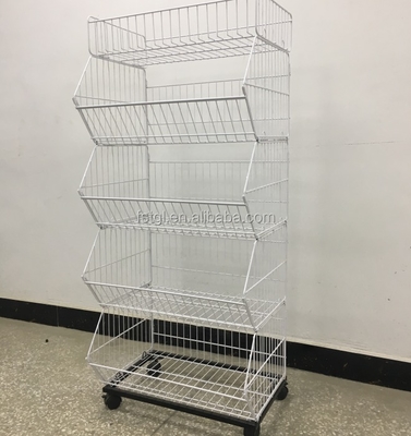 Light Duty Steel Wire Basket Display Rack 900x300mm for Supermarkets