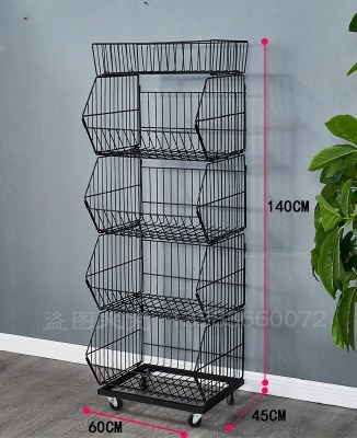 Light Duty Steel Wire Basket Display Rack 900x300mm for Supermarkets