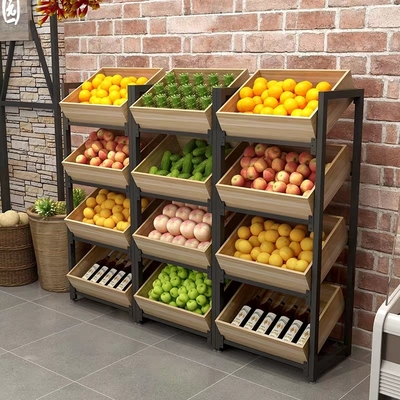 ODM Supermarket Fruit And Vegetable Display Rack Powder coating Steel Material