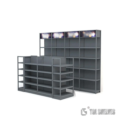 Retail Display Gondola Shelf Rack Powder Coating Surface CE Certification