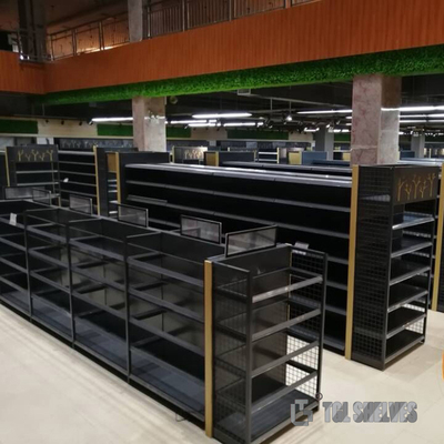 Powder Coating Gondola Grocery Store Shelving Morden Style Combinated Freely