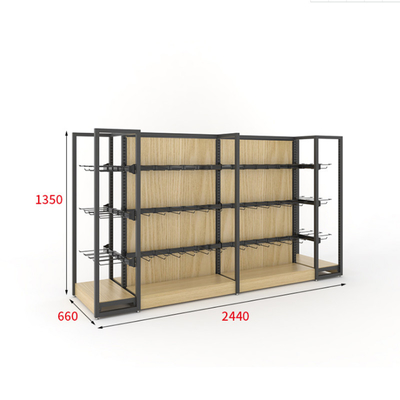 supermarket wooden display rack , Wooden Gondola Shelving Morden style