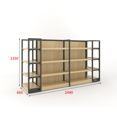 OEM 15mm Thickness Wooden Display Rack Powder Coated