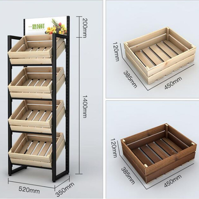 4 Tiers Supermarket Fruit And Vegetable Rack 7x3ft Size 50Kg Capacity