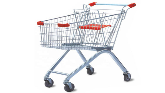 60L Supermarket Shopping Cart Metal European Wheeled Trolley Shopping Car