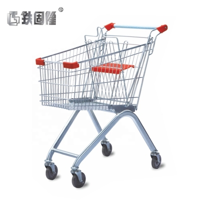 60L Supermarket Shopping Cart Metal European Wheeled Trolley Shopping Car