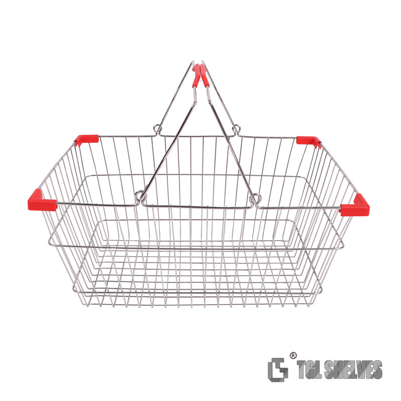 25L Capacity Chrome Shopping Basket , Supermarket Carry Basket ISO