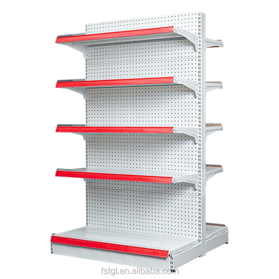 White Gondola Supermarket Shelf Rack 80-120kg Weight Capacity