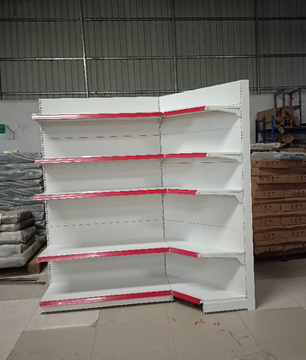 White Gondola Supermarket Shelf Rack 80-120kg Weight Capacity