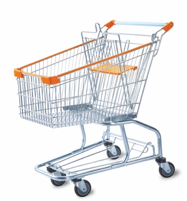 Zinc Finish PP Shopping Metal Supermarket Push Cart