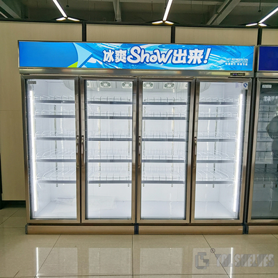 Glass Door Supermarket Display Refrigerator Vertical for beverage Morden Style