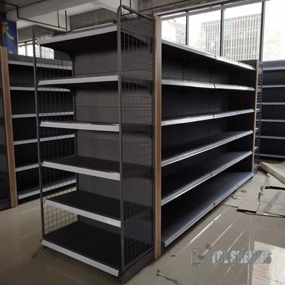 Wooden Grocery Gondola Shelving Multi Layers Cold Rolled Steel Material economic style