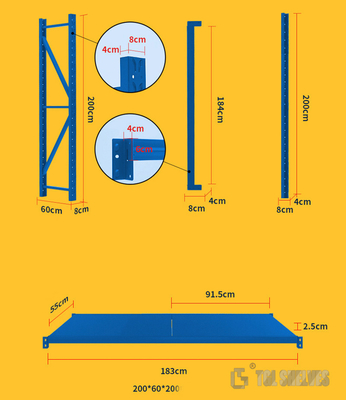 Storage Warehouse Shelf Racks Heavy Duty 200-500KG Load Capacity Adjustable Layers
