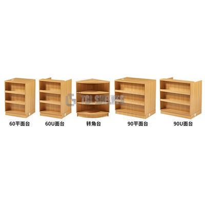 OEM Wooden Checkout Counter , Powder Coating Grocery Store Register Counters