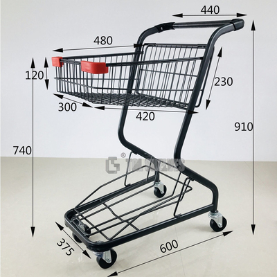 Metal Wire Retail Shopping Carts 25L , TGL Double Basket Shopping Trolley 910mm height
