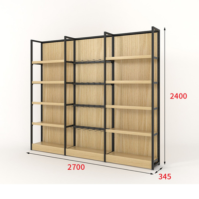 16mm Thick Wooden Convenience Store Display Shelves Light Duty Gondola 400mm width