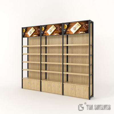 supermarket wooden display rack , Wooden Gondola Shelving Morden style