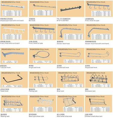 Iron Shelving Accessories Single Pegboard Hooks 10cm 20cm Length Zinc Coating