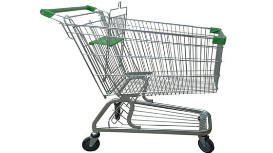 60L Supermarket Shopping Cart Metal European Wheeled Trolley Shopping Car